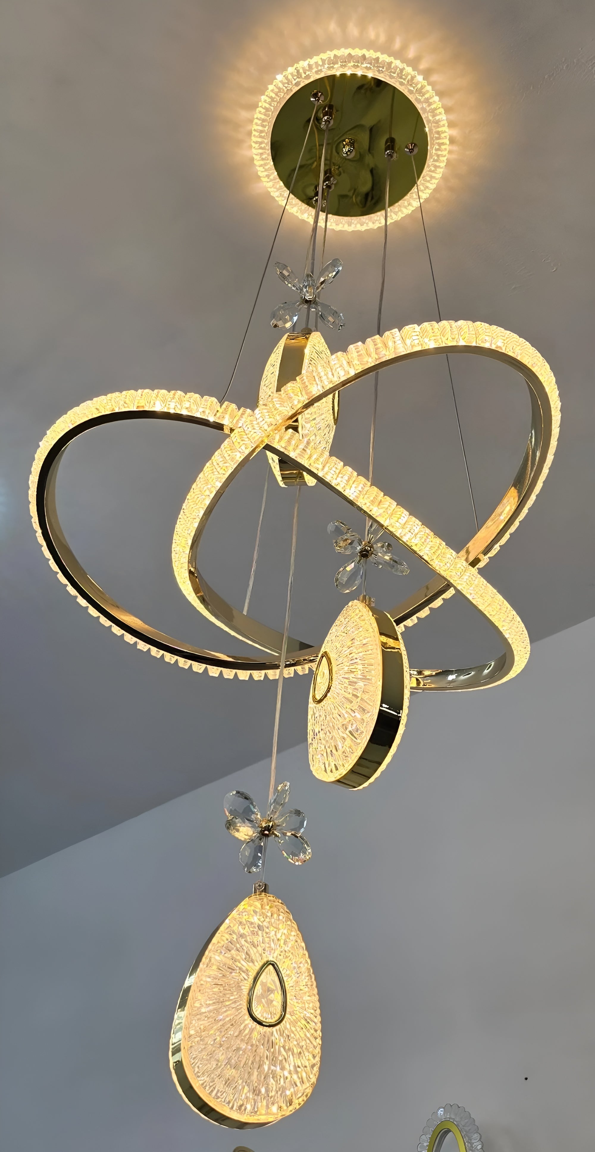 Modern Crystal Ring LED Chandelier