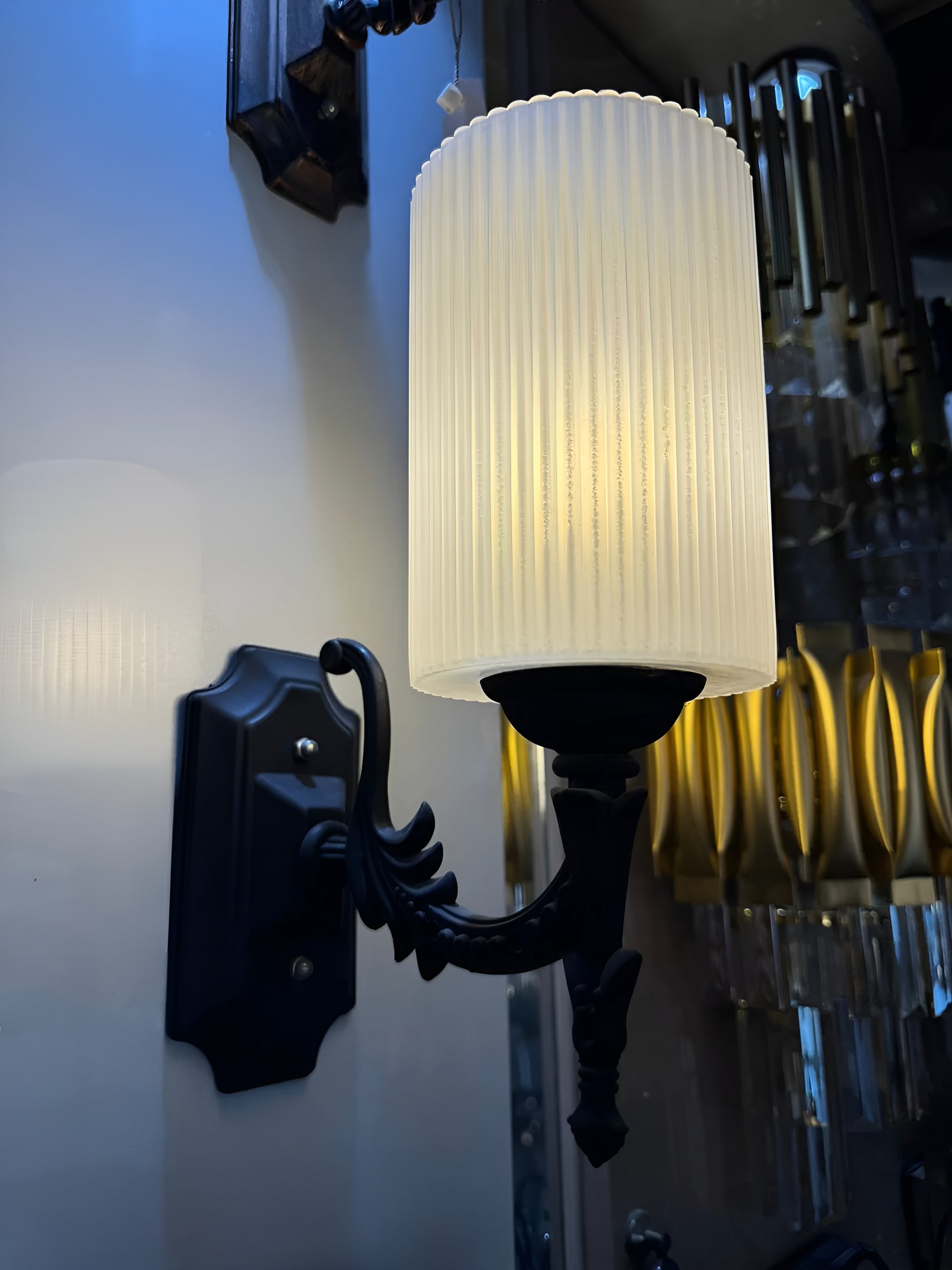 Modern Ribbed Glass Indoor Wall Light