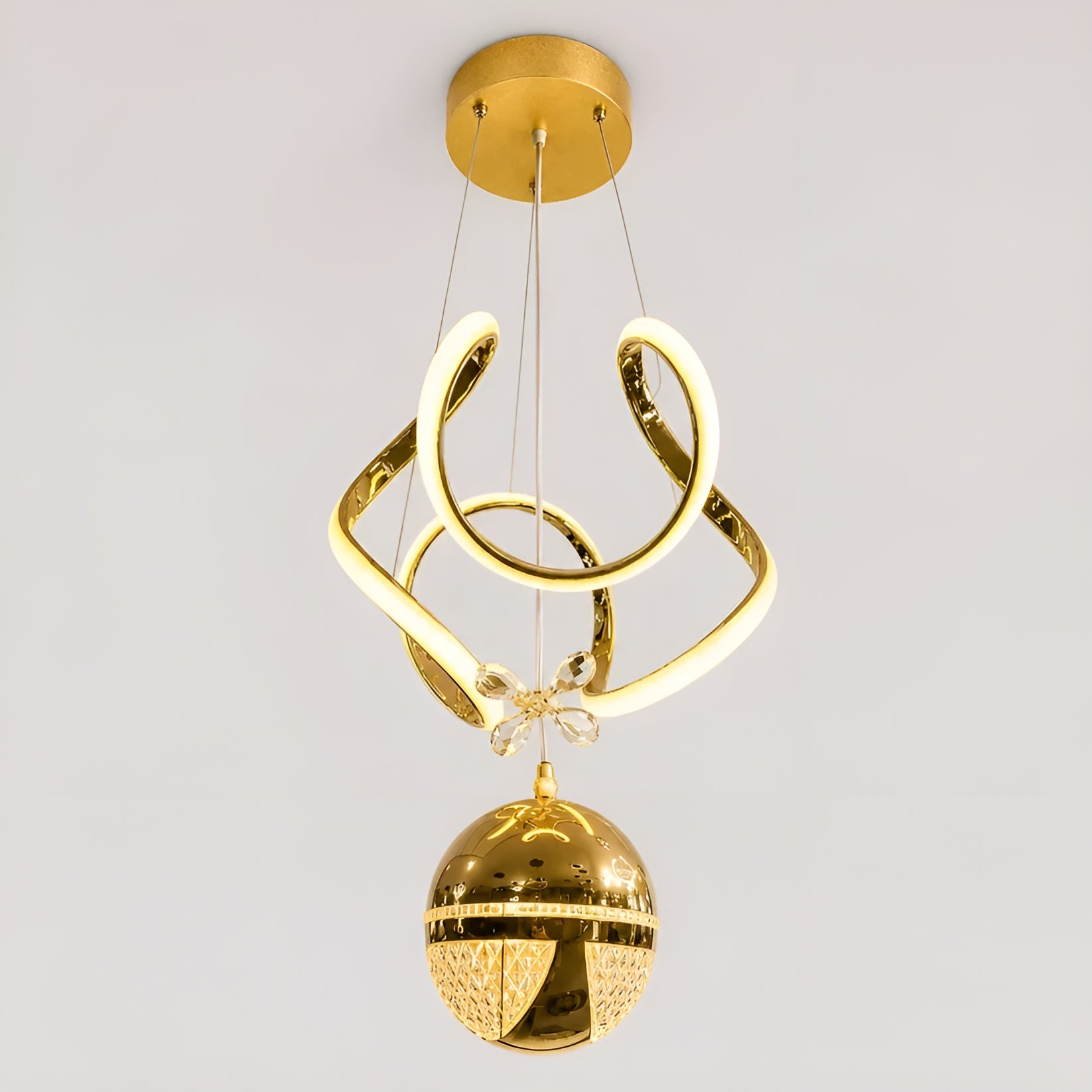 Luxe Orbit Crystal LED Pendant Chandelier