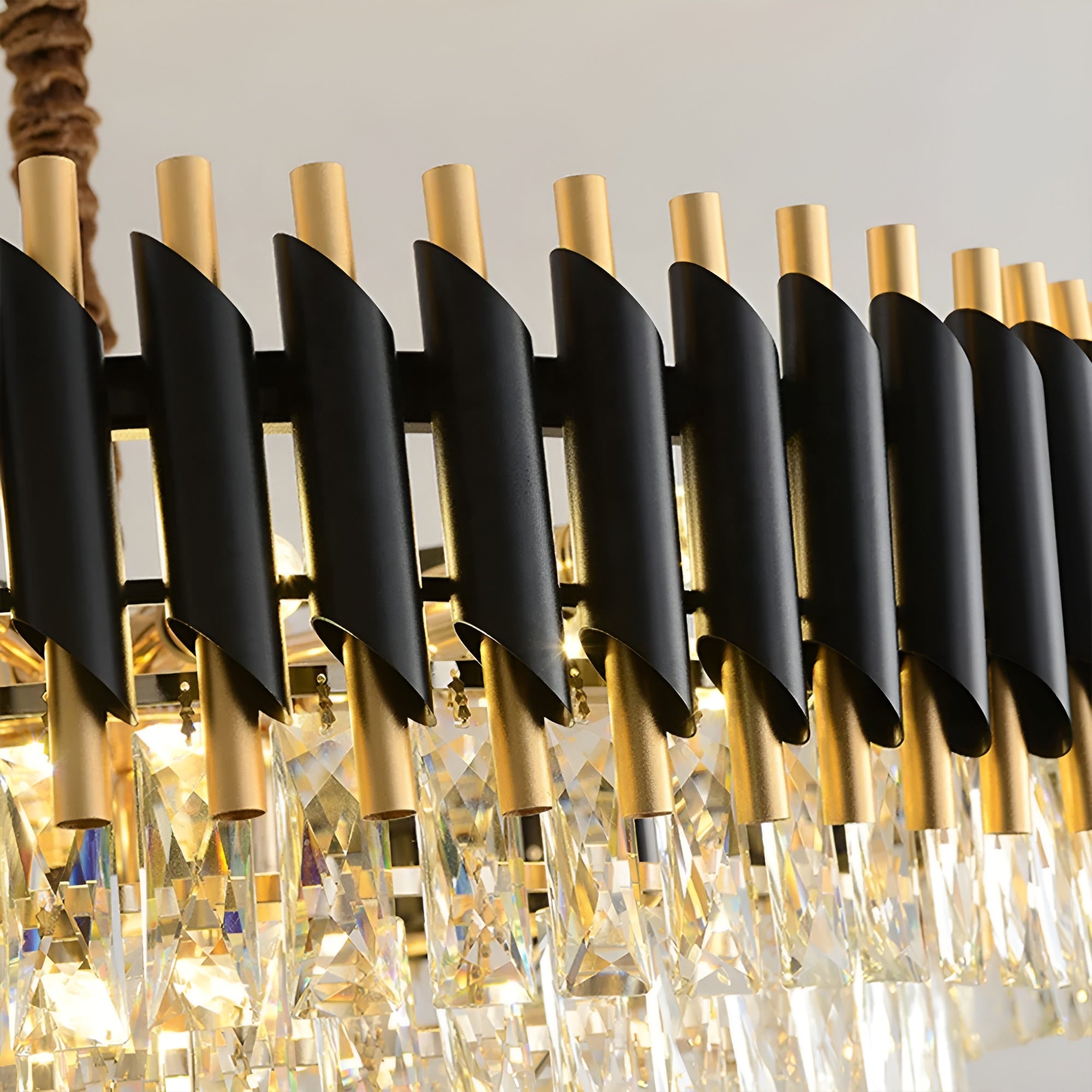 Luxury Black & Gold Crystal Chandelier
