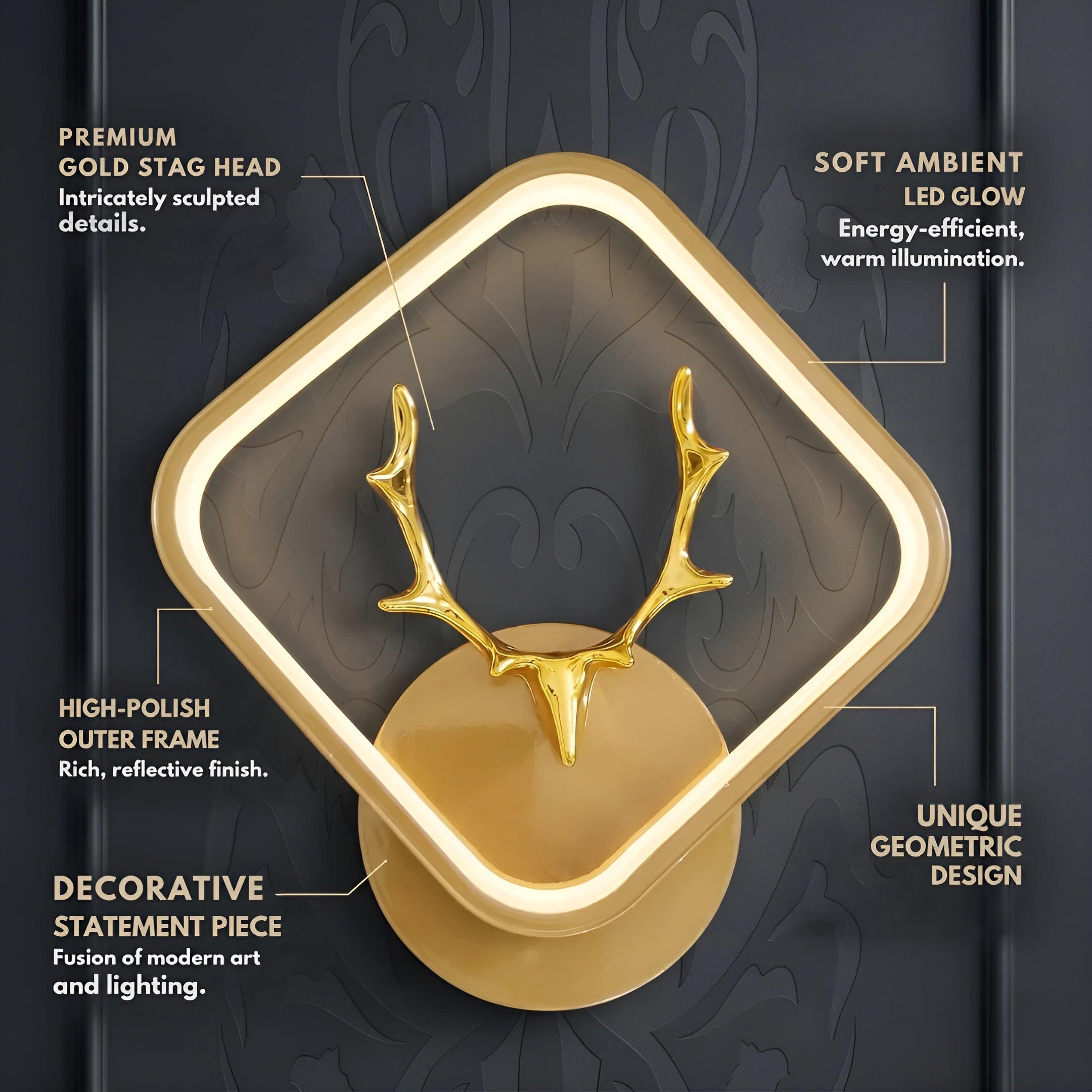 Luxury Golden Markhor Wall Light